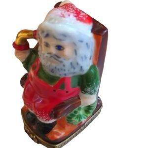 Limoges Santa in rocking chair rare vintage trinket box